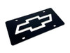 Chevrolet Bowtie Mirror Outline Black Acrylic License Plate - angled