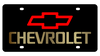 Chevrolet Red Bowtie/Gold Lettering Black Acrylic License Plate