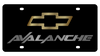 Chevrolet Avalanche Gold Bowtie Black Acrylic License Plate