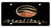 Chevrolet Malibu Black Acrylic License Plate - Gold Script