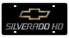 Chevrolet Silverado HD Gold Bowtie Outline Black Acrylic License Plate