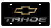 Chevrolet Tahoe Gold Bowtie Outline Black Acrylic License Plate