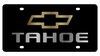 Chevrolet Tahoe Gold Bowtie Outline Black Acrylic License Plate