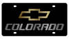 Chevrolet Colorado Gold Bowtie Outline Black Acrylic License Plate