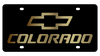 Chevrolet Colorado Gold Bowtie Outline Black Acrylic License Plate
