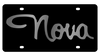 Chevrolet Nova Black Acrylic License Plate - Mirror Script