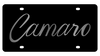 Chevrolet Camaro Black Acrylic License Plate - Mirror Script