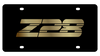 Chevrolet Camaro Z28 Black Acrylic License Plate - Gold Logo