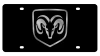 Dodge Ram Head Boxed Black Acrylic License Plate