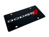 Dodge Stripe Black Acrylic License Plate - angled
