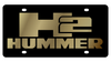 Hummer H2 Black Acrylic License Plate - Gold Logo/Lettering