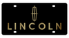 Lincoln Black Acrylic License Plate - Gold Logo/Lettering