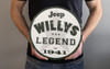 Jeep Willys Legend Emblem Metal Sign (holding in hand)