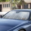 Custom Fit Ultimate Reflector Folding Windshield Sun Shade - on blue car