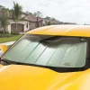 Custom Fit Ultimate Reflector Folding Windshield Sun Shade - on yellow car