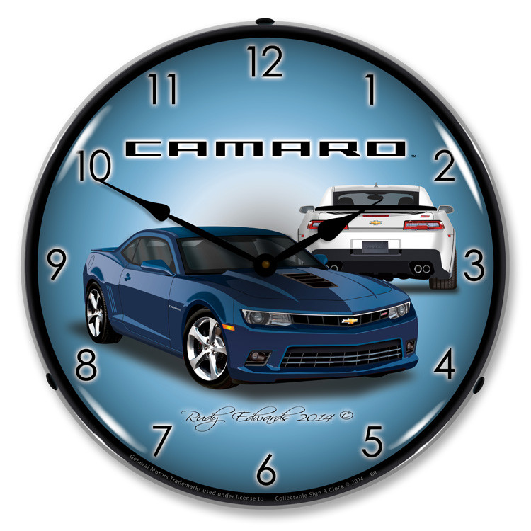 Camaro SS Blue Ray LED Backlit Clock
