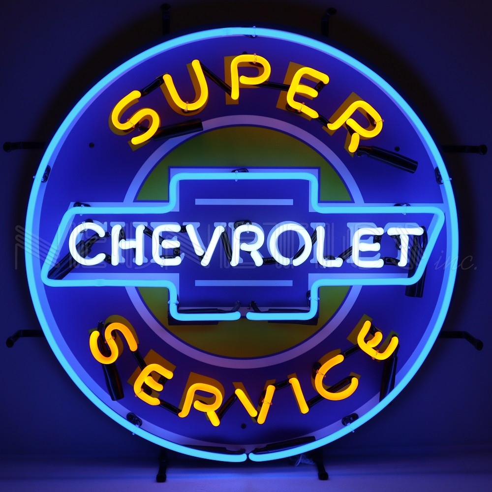 Chevy Super Service Neon Sign | Silkscreen Backing | Auto Gear Direct