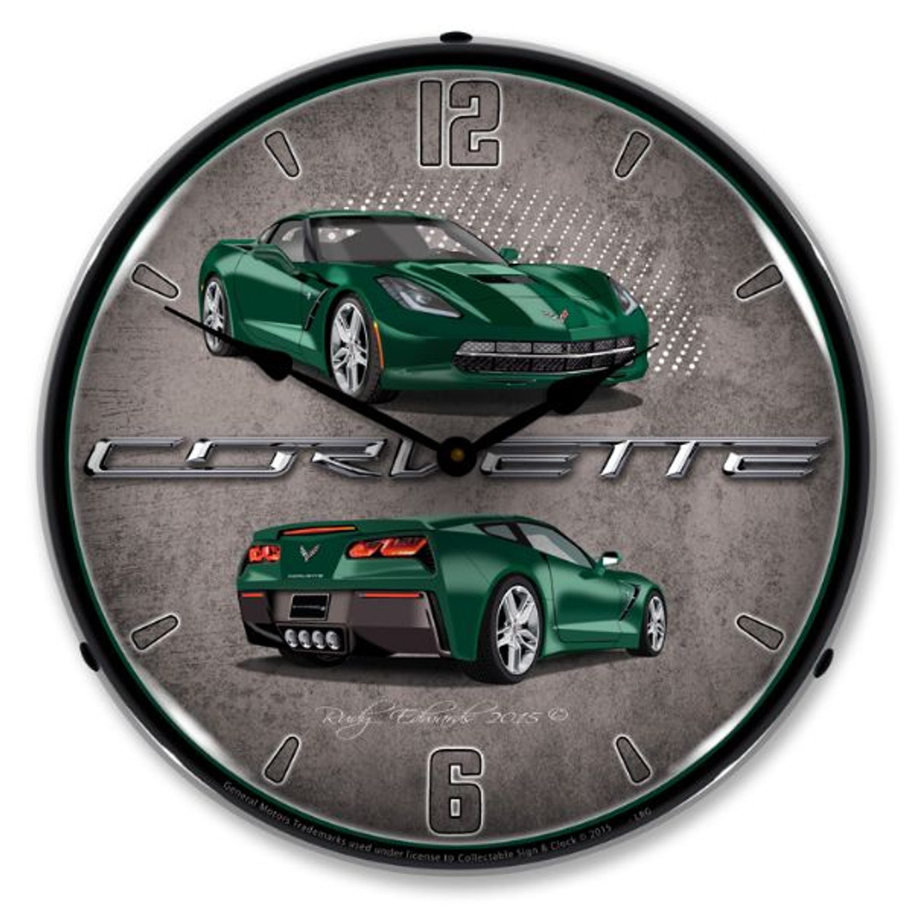 C7 Limerock Green Corvette Backlit Clock