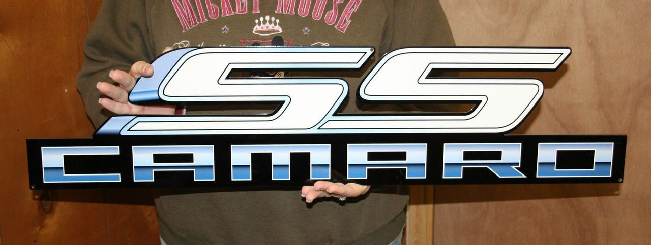 Camaro SS White Metal Sign