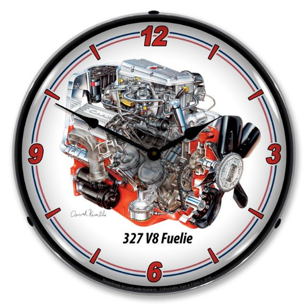 GM 327 V8 Fuelie Engine LED Backlit Clock