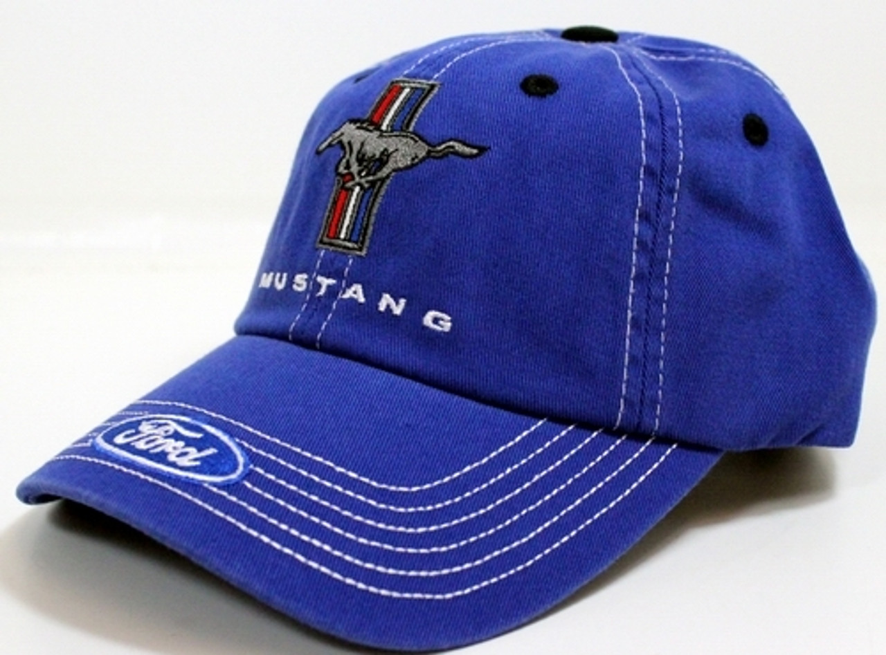 Mustang Tri-Bar Blue Hat side