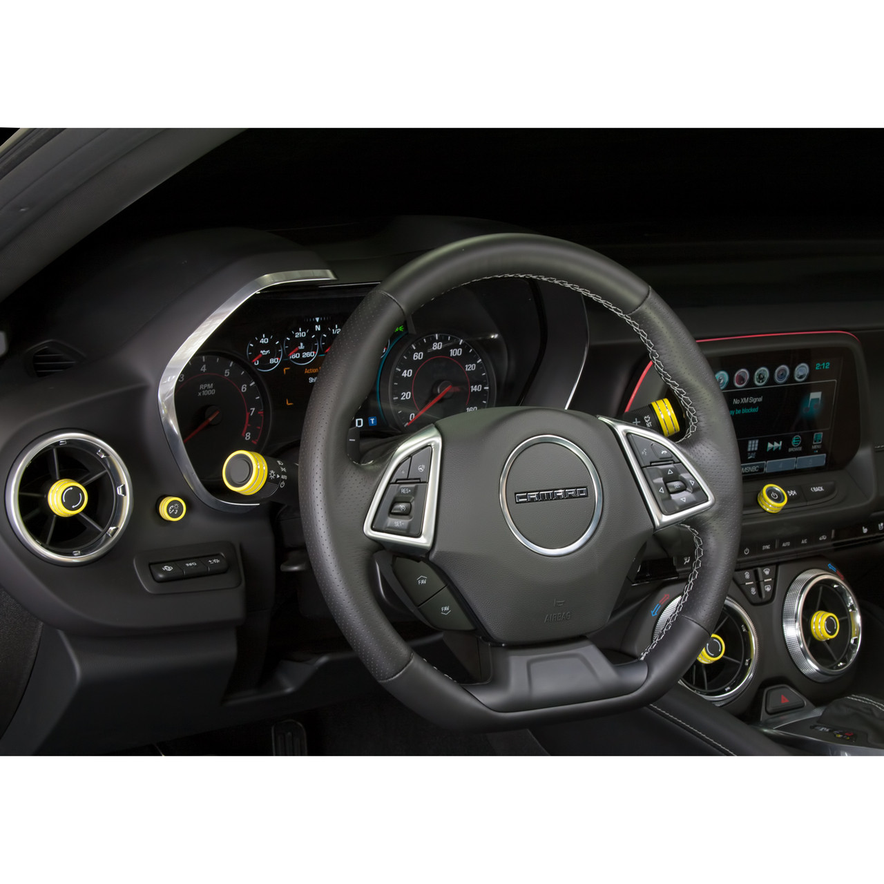  2016-2024 Camaro Billet Interior Knob Kit - Bright Yellow inside
