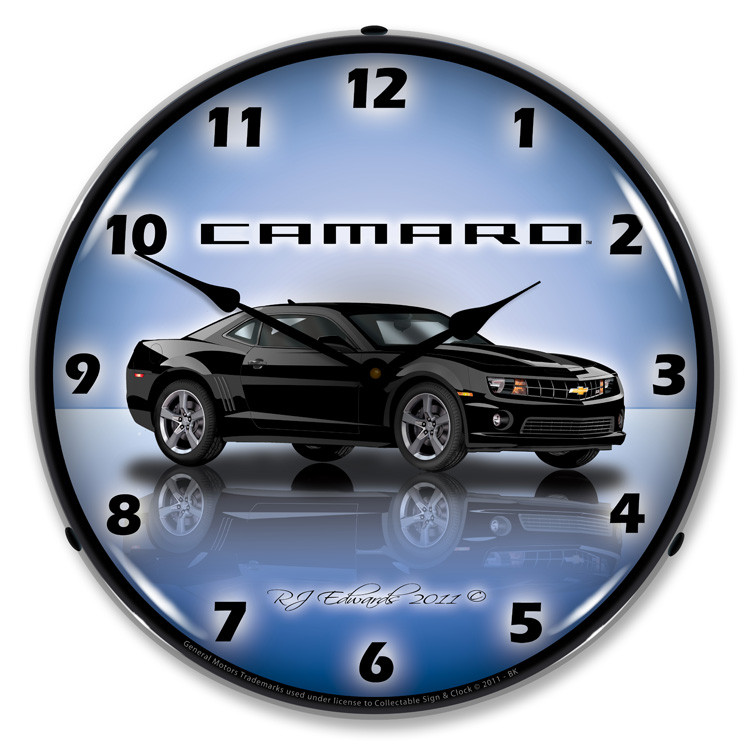 Camaro G5 Black Backlit Clock
