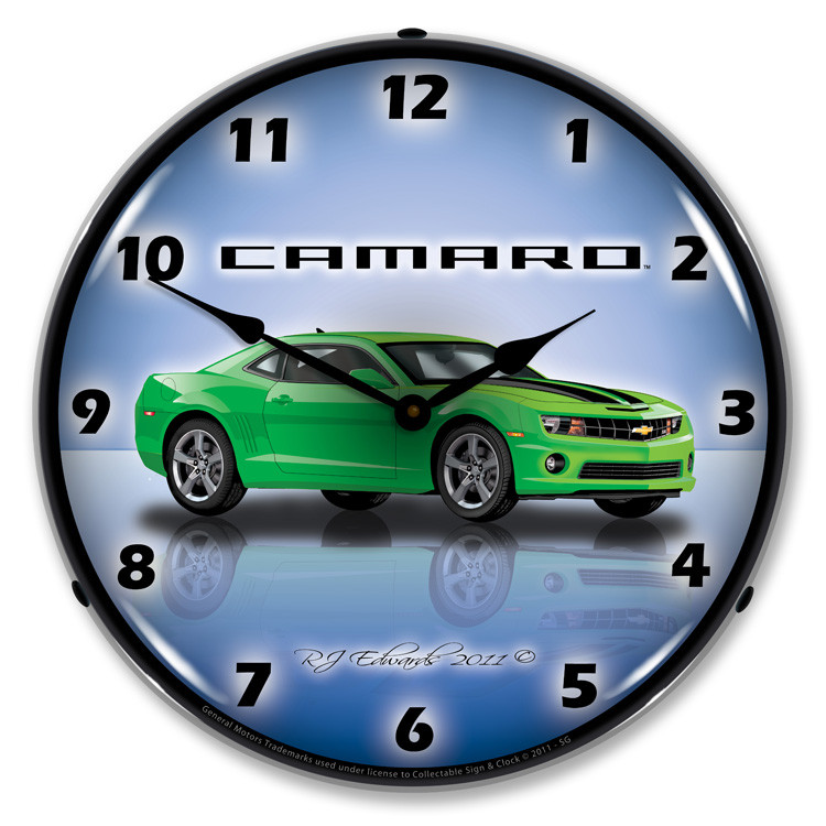 Camaro G5 Synergy Green Backlit Clock
