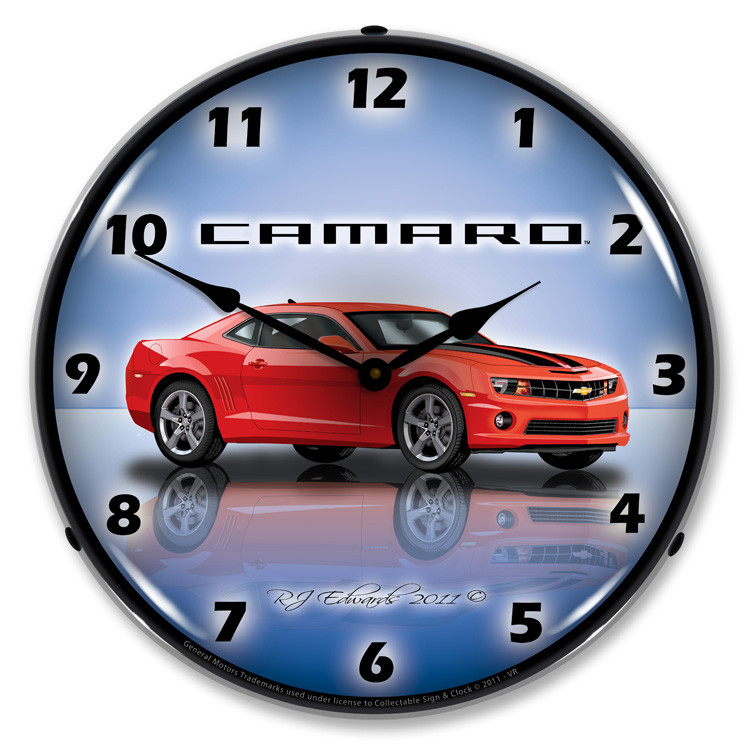 Camaro G5 Victory Red Backlit Clock