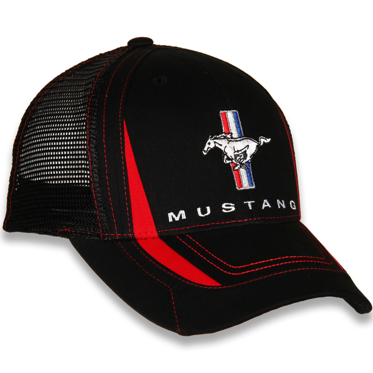 Ford Mustang Red and Black Mesh Hat right