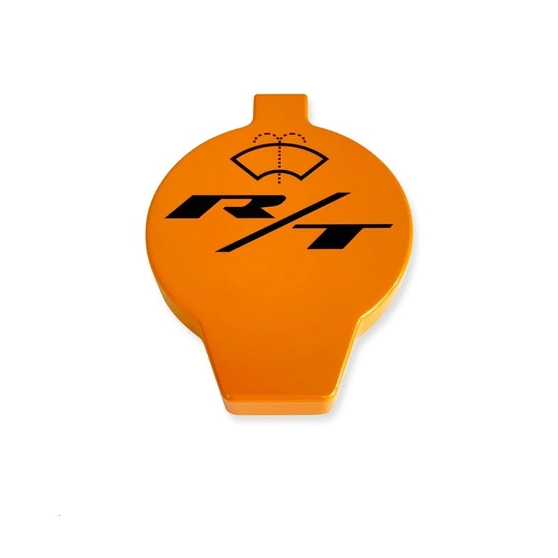 2015-up Dodge Challenger/Charger Billet Washer Fluid Cap Cover (orange base/black logo)