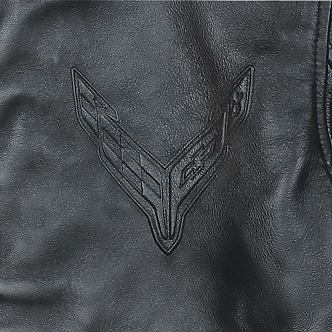 C8 Logo zoom on front left chest.