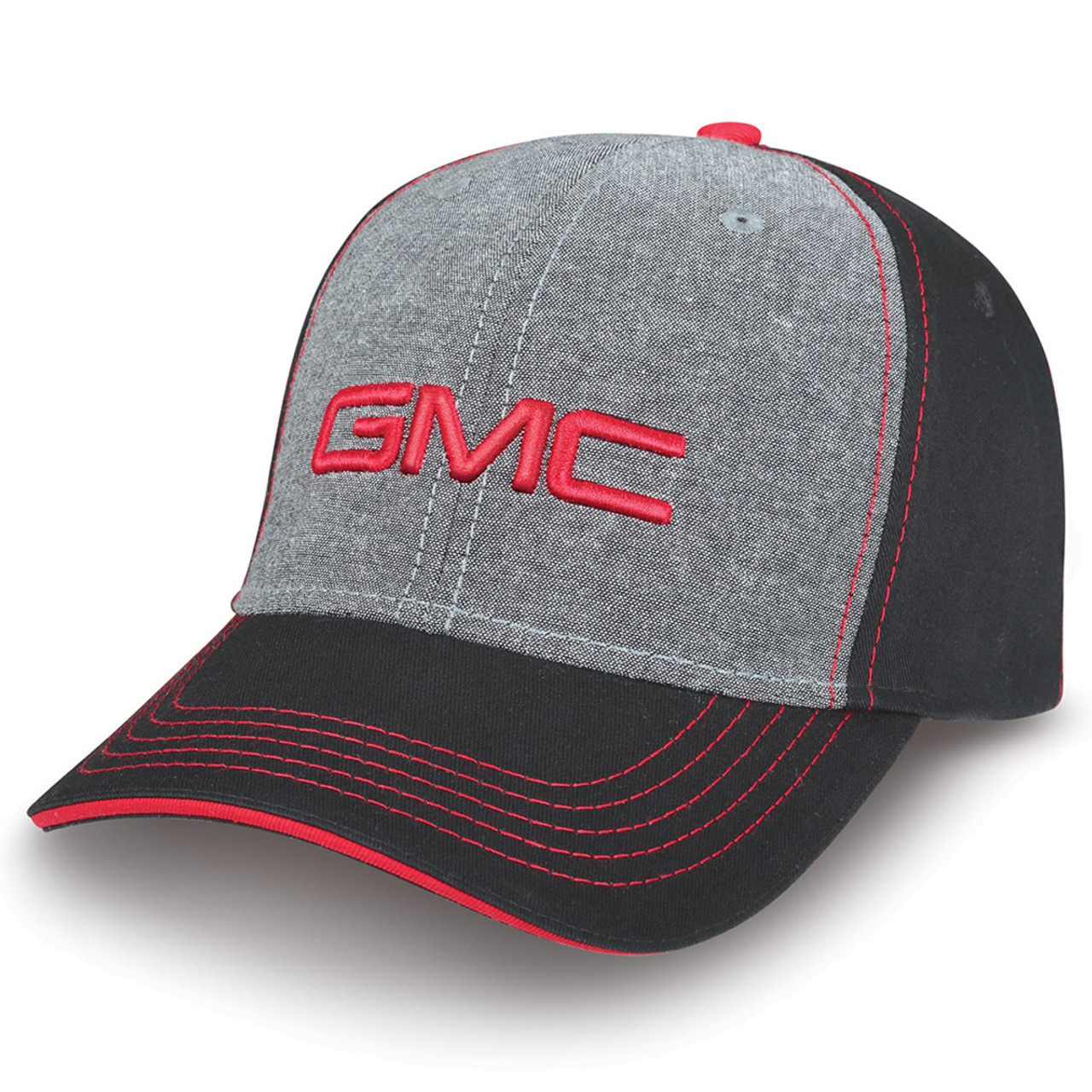 GMC Black, Gray, Red Flex Sandwich Brim Hat - L/XL