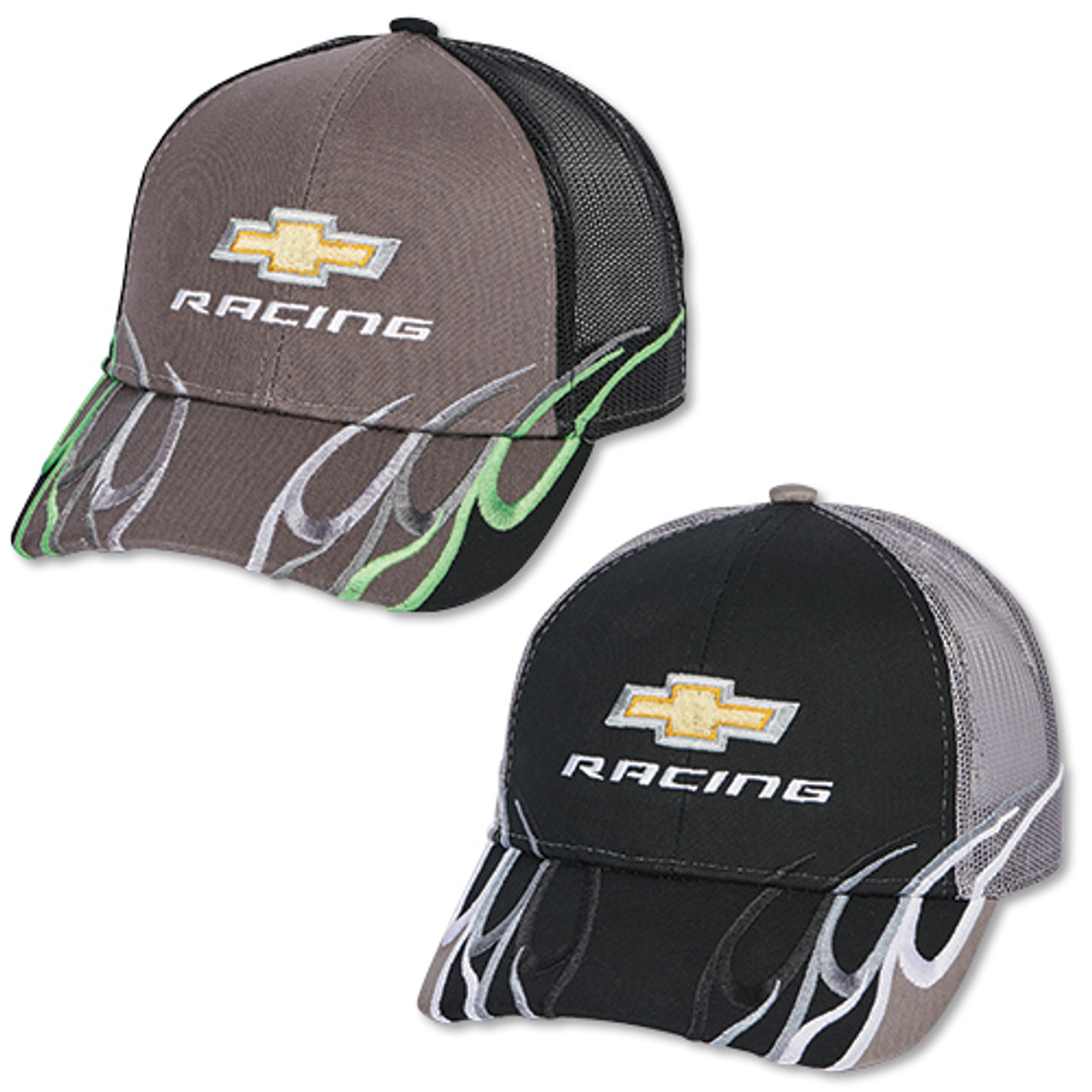 Chevy Racing Black and Gray Mesh Flame Hat | Auto Gear Direct