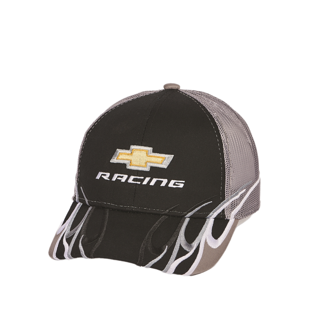 Chevy Racing Black and Gray Mesh Flame Hat