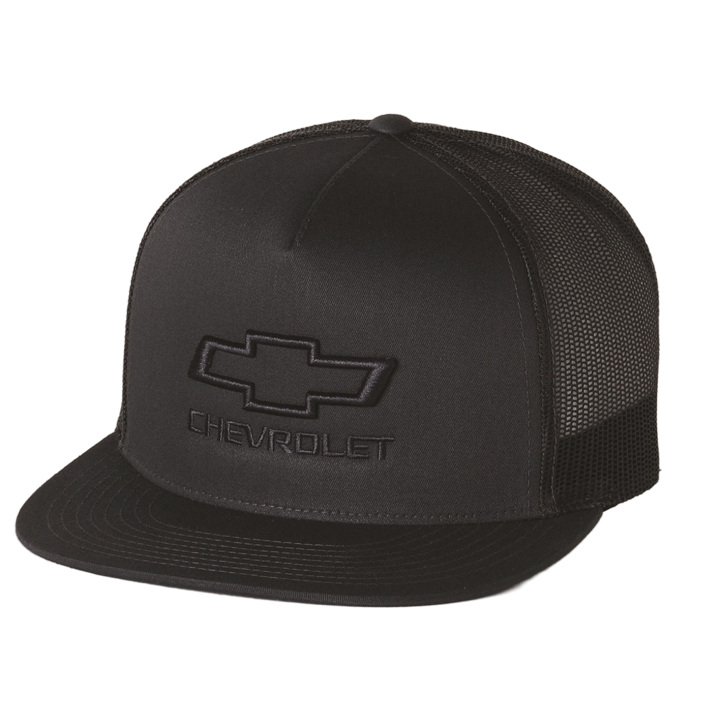 Chevy Bowtie Gray and Black Flat Bill Mesh Hat