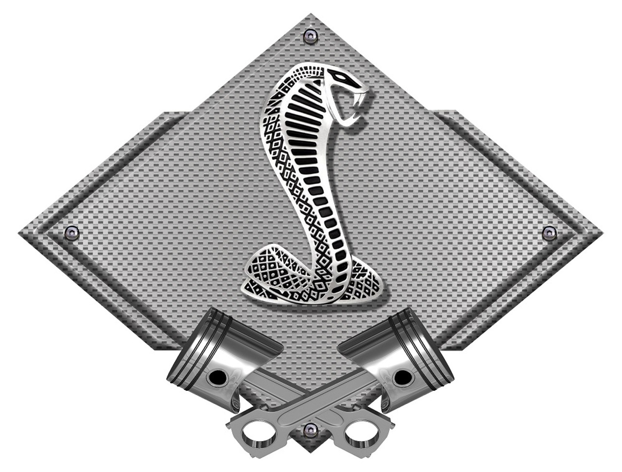 Ford Cobra Carbon Diamond Metal Sign - Silver