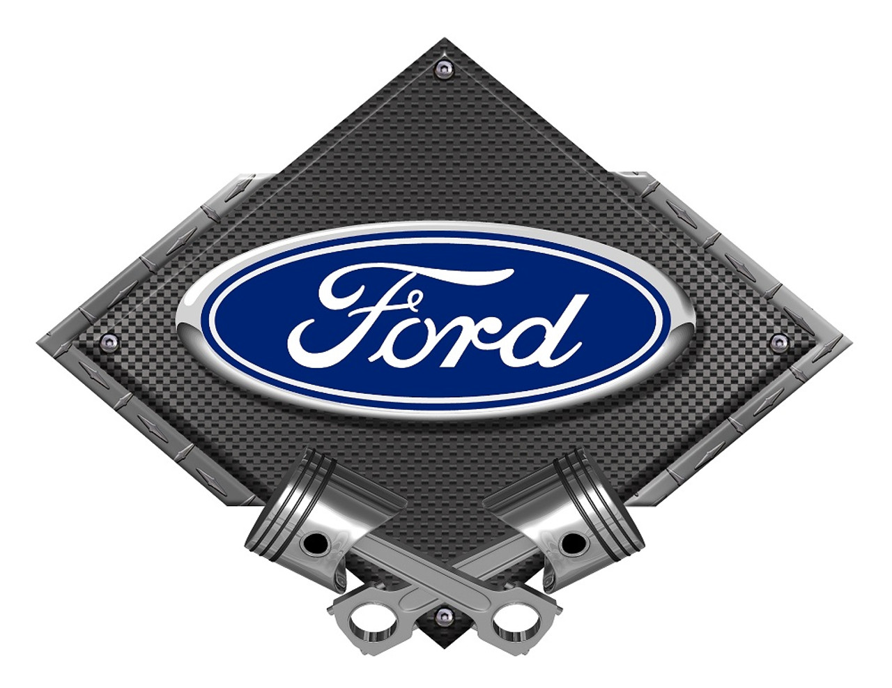 Ford Oval Carbon Diamond Metal Sign - Black