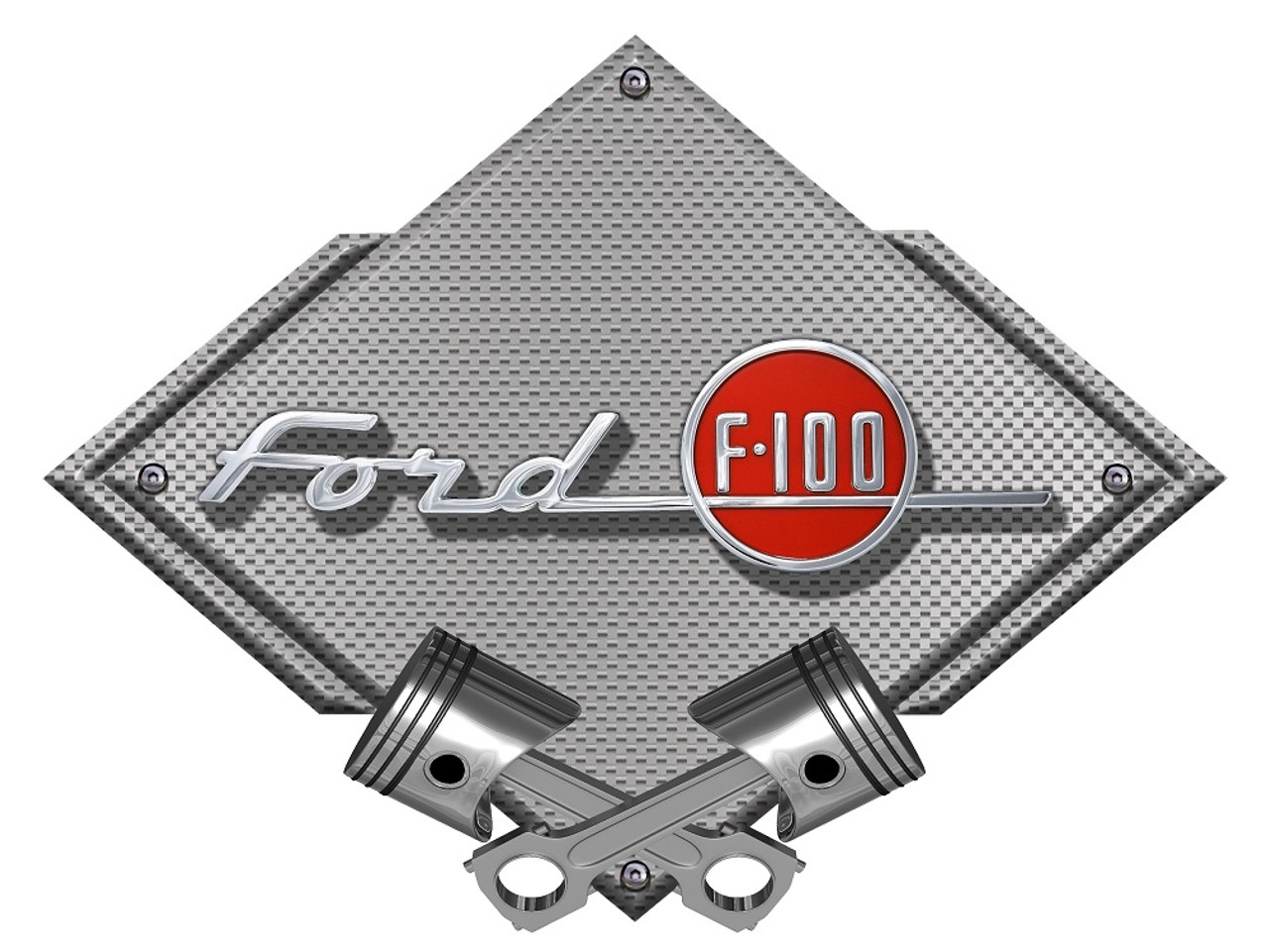 Ford F100 Carbon Diamond Metal Sign - Silver