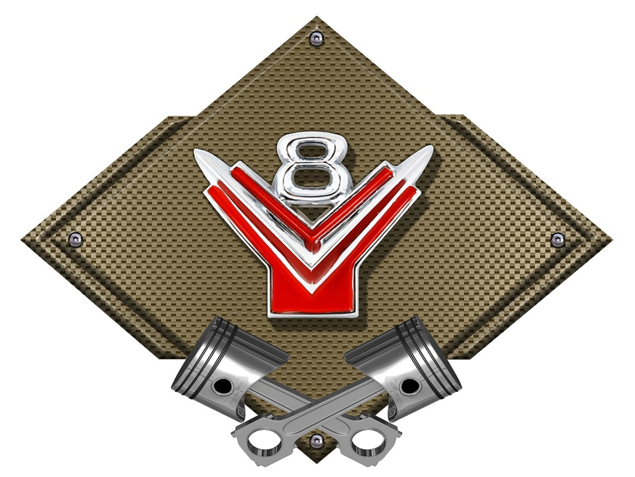 Ford Y-Block Carbon Diamond Metal Sign - Bronze