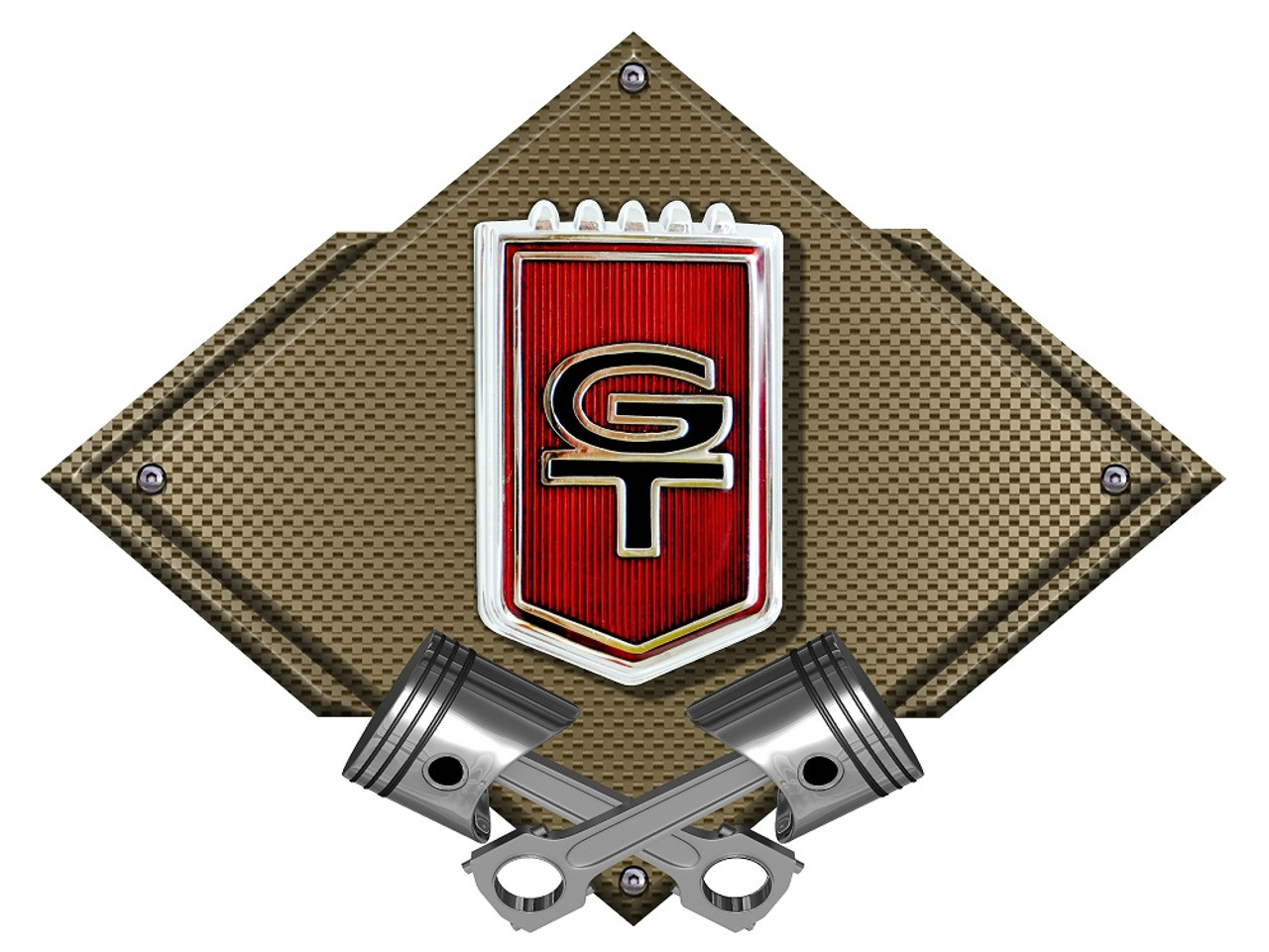 65 Mustang GT Fender Badge Carbon Diamond Metal Sign - Bronze