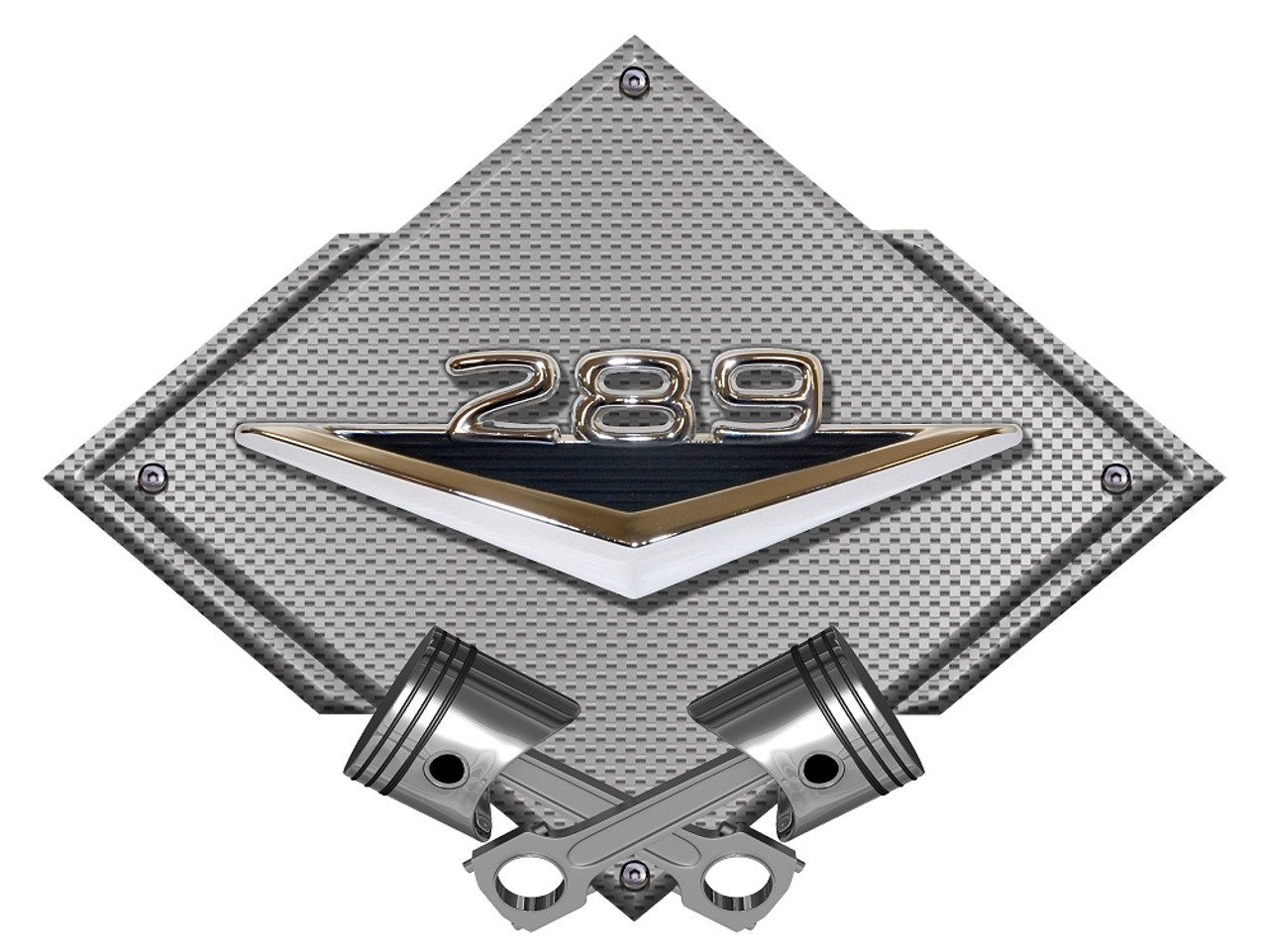 Ford Mustang 289 Badge Carbon Diamond Metal Sign - Silver