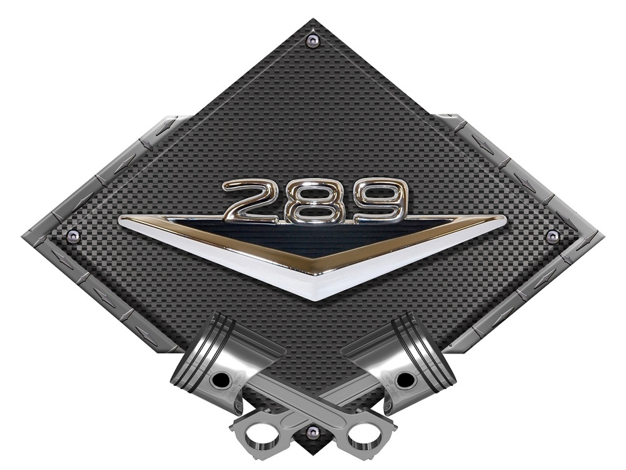Ford Mustang 289 Badge Carbon Diamond Metal Sign - Black