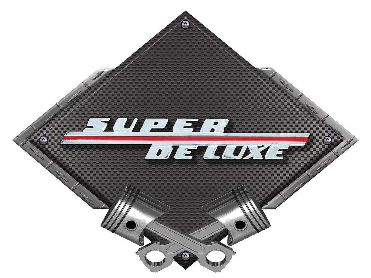 46 Ford Super Deluxe Carbon Diamond Metal Sign - Black