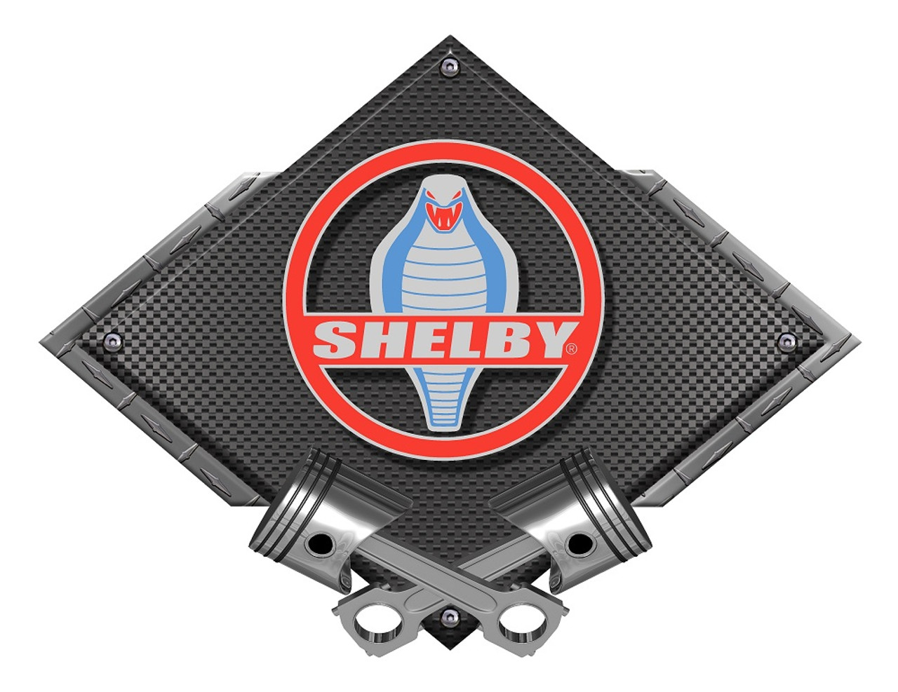 Shelby Cobra Carbon Diamond Metal Sign - Black