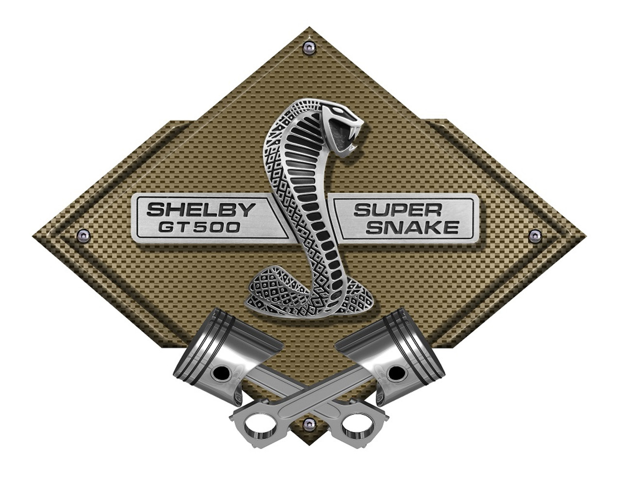 Shelby Cobra GT500 Super Snake Carbon Diamond Metal Sign - Bronze