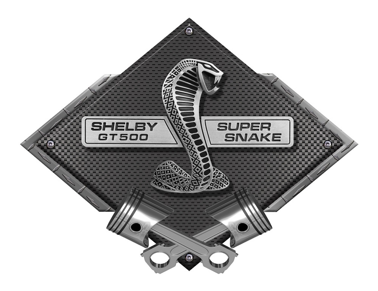 Shelby Cobra GT500 Super Snake Carbon Diamond Metal Sign - Black