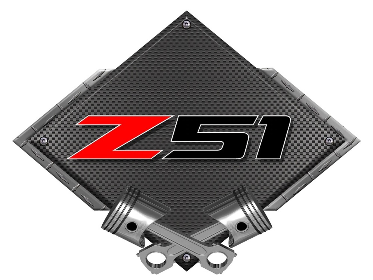 Corvette Z51 Badge Carbon Diamond Metal Sign - Black