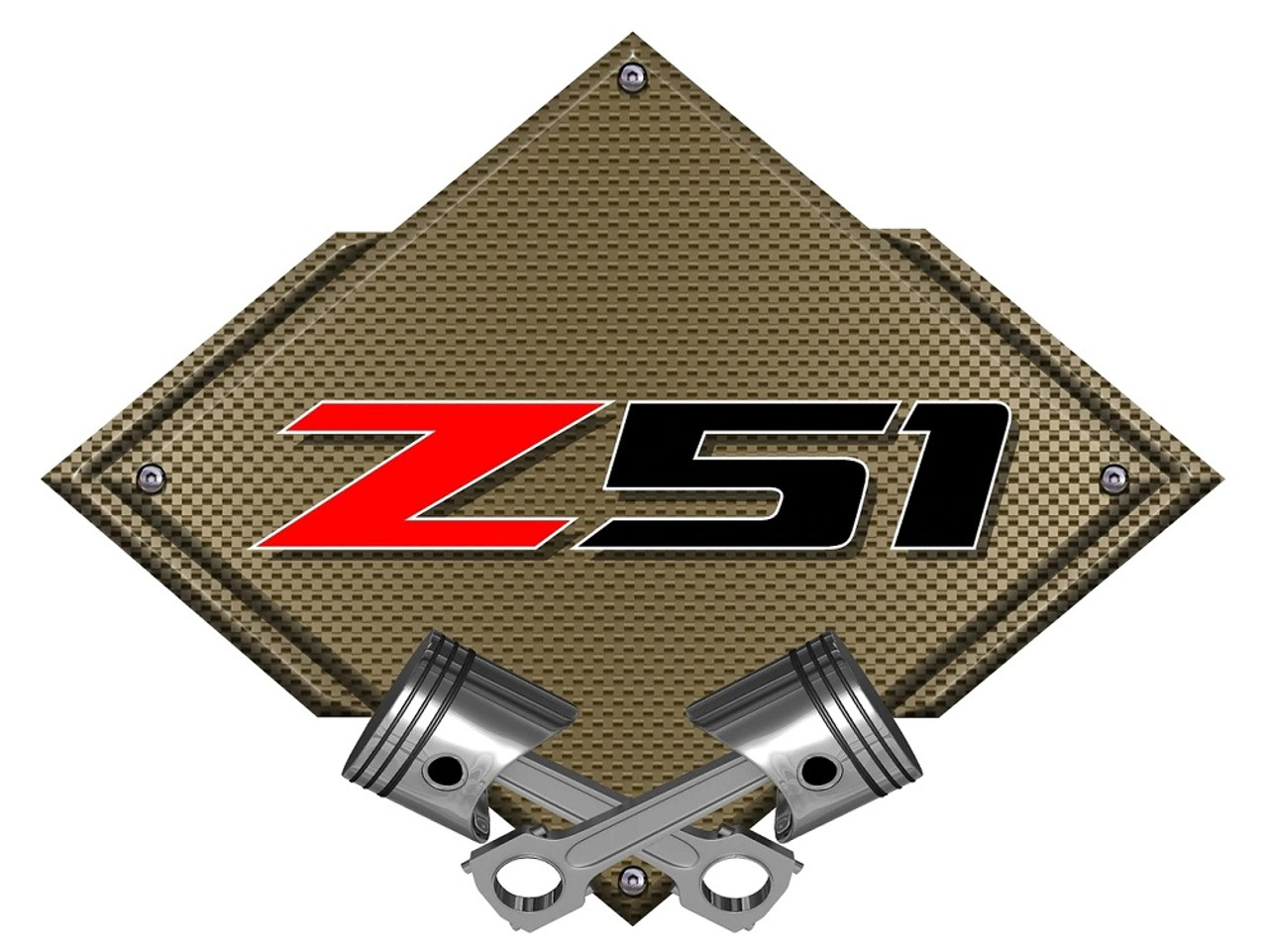 Corvette Z51 Badge Carbon Diamond Metal Sign - Bronze