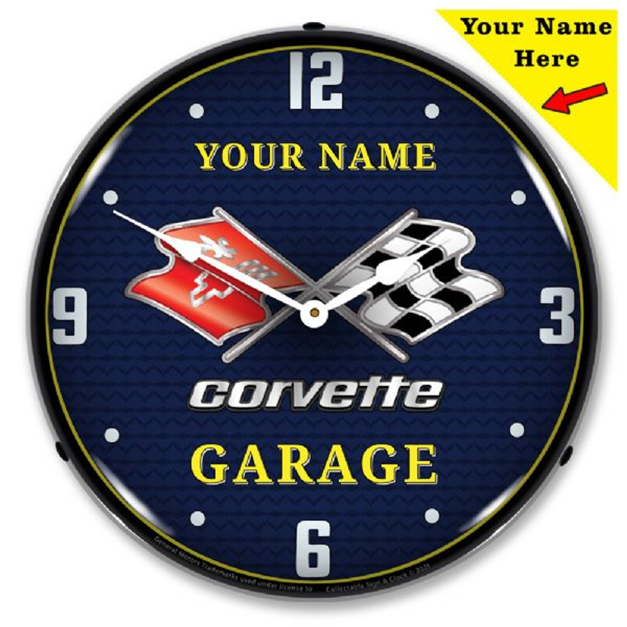 Add Your Name C3 Corvette Garage LED Backlit Clock